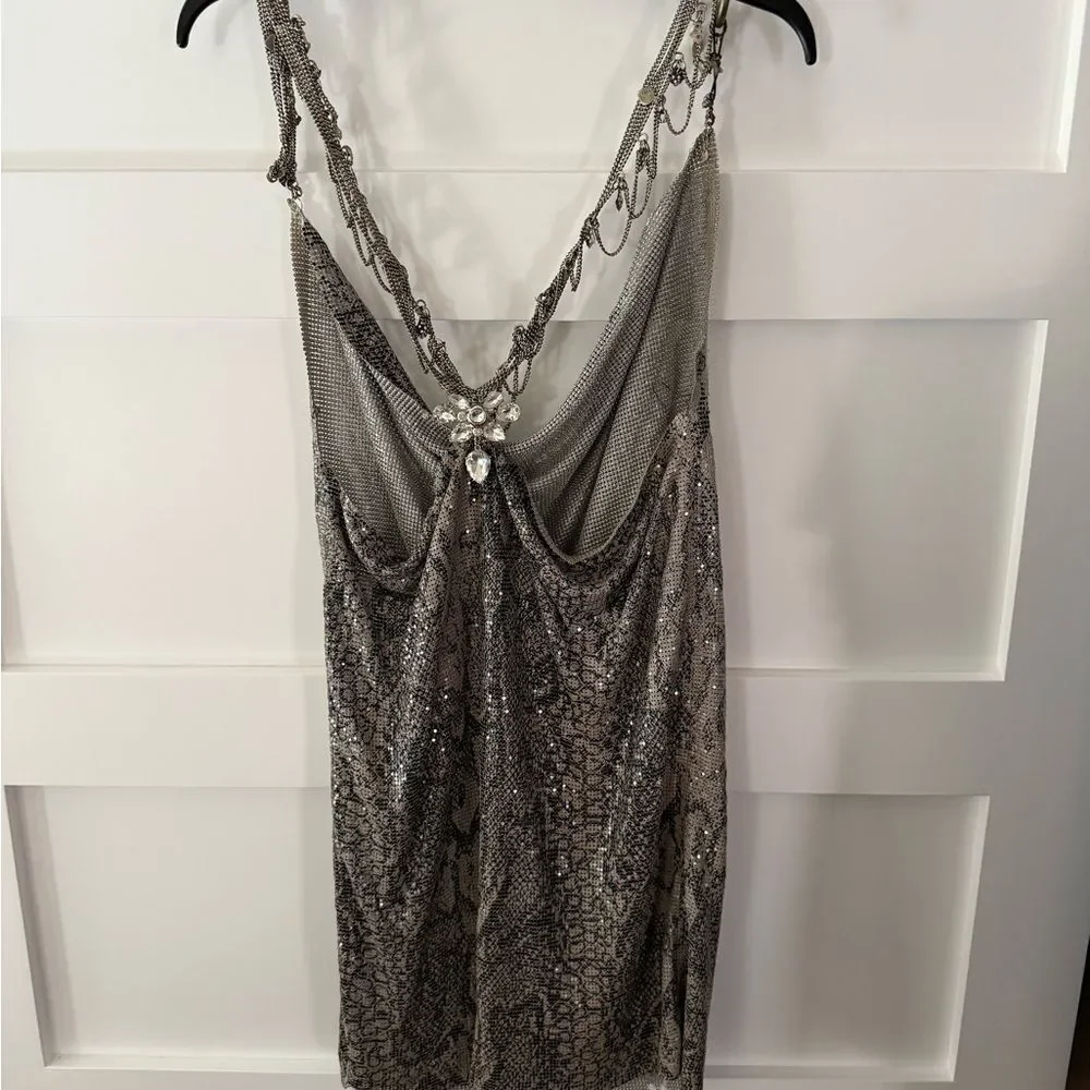 Metallic snakeskin Chainmail Dress perfect for cosplay snake print chain detail